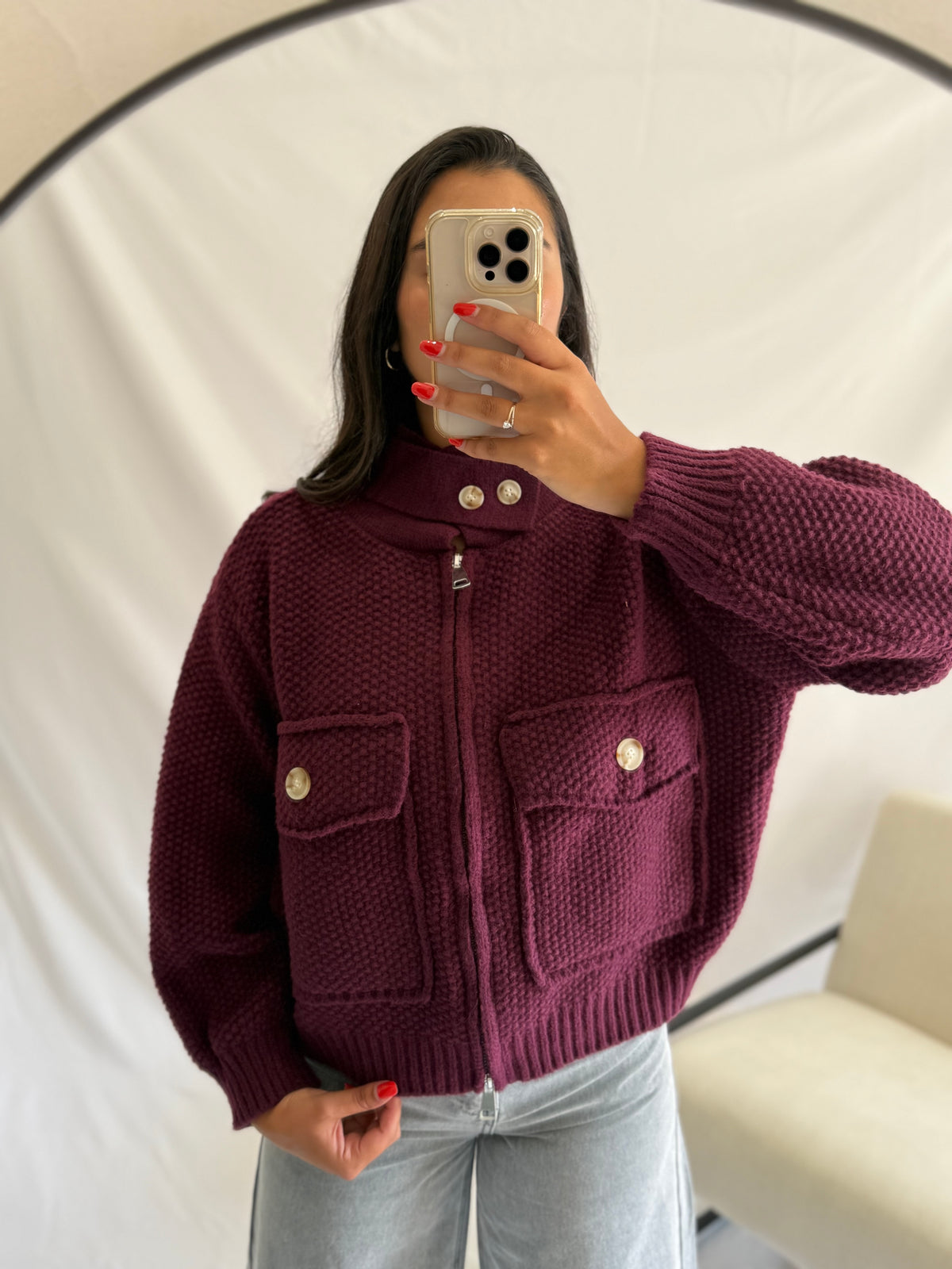 Veste maille - Prune