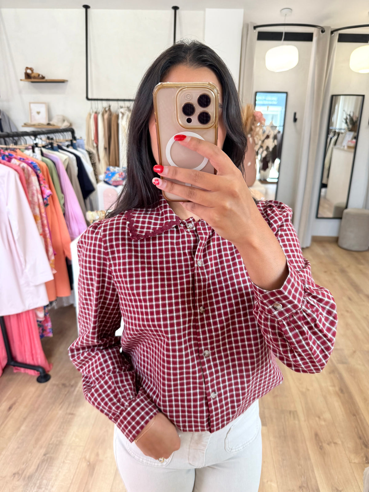 Blouse vichy bordeaux - Louisy