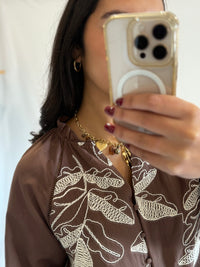 Blouse chocolat motifs - Ambre