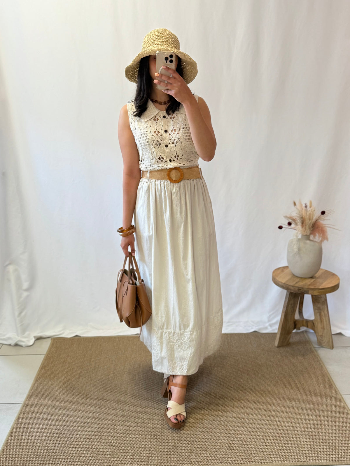 Jupe broderie beige - Minus