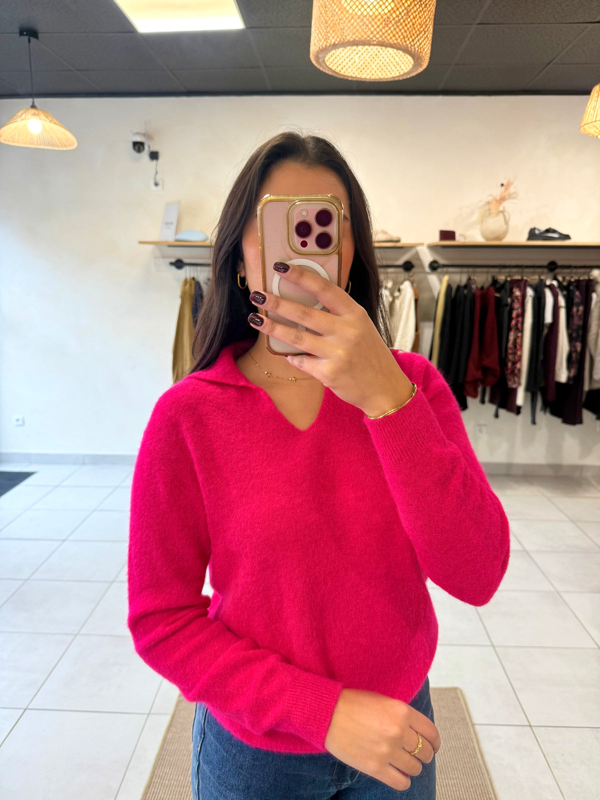 Pull fuchsia alpaga - Leon