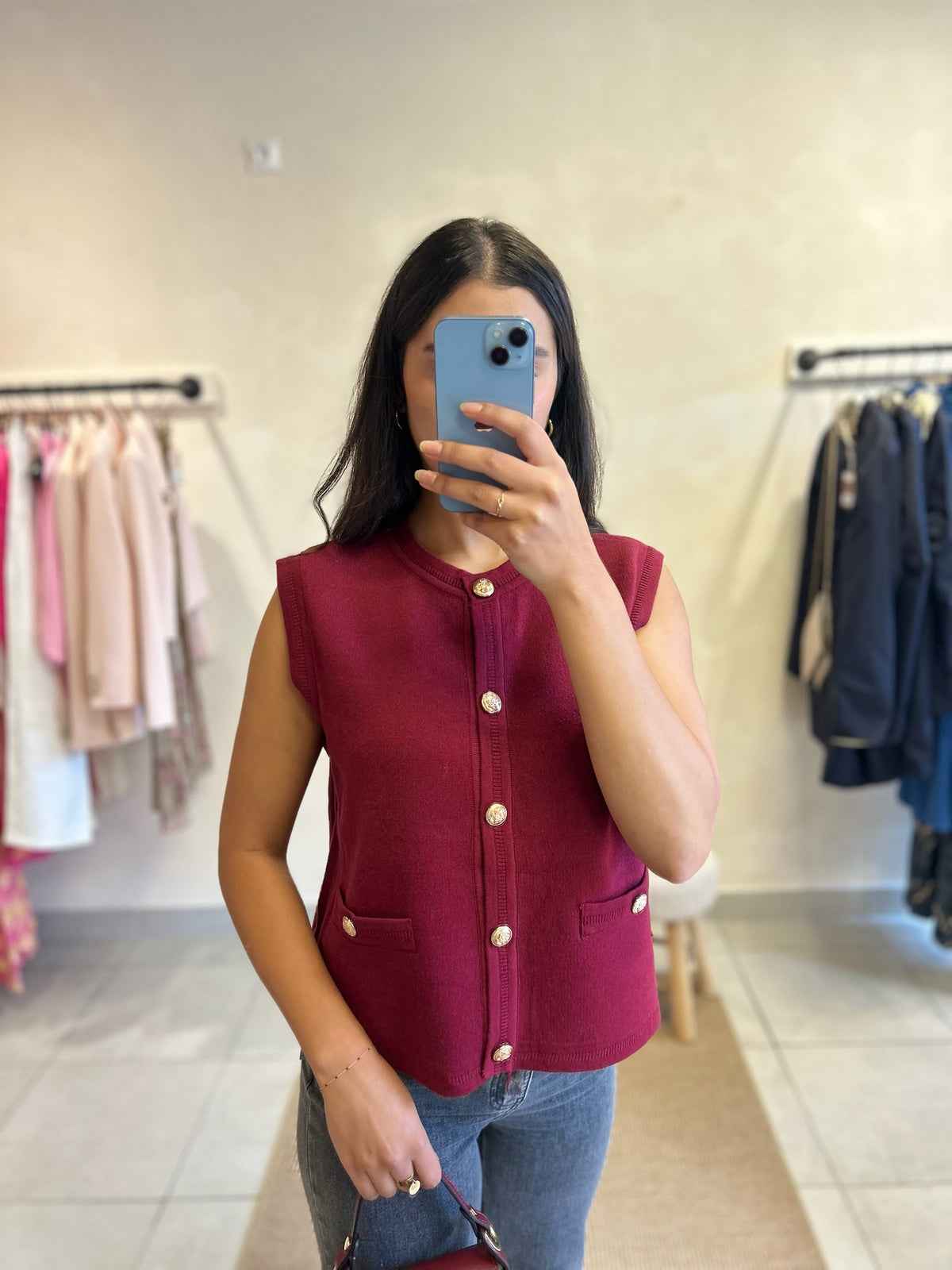 Gilet Manche Courte Bordeaux - Alice