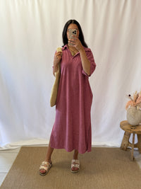 Robe éponge vieux rose - Olivia