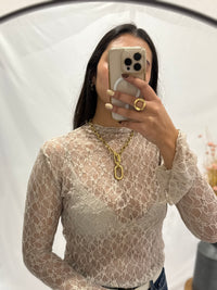 Haut dentelle - taupe