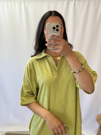 Robe éponge olive - Olivia