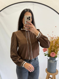 Blouse brodée choco - Louna