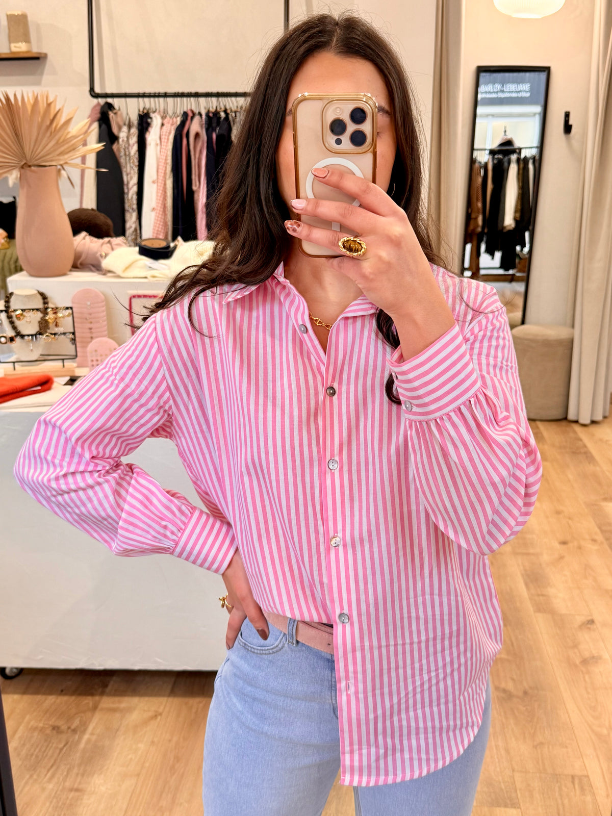 Chemise rayure rose - Ariah