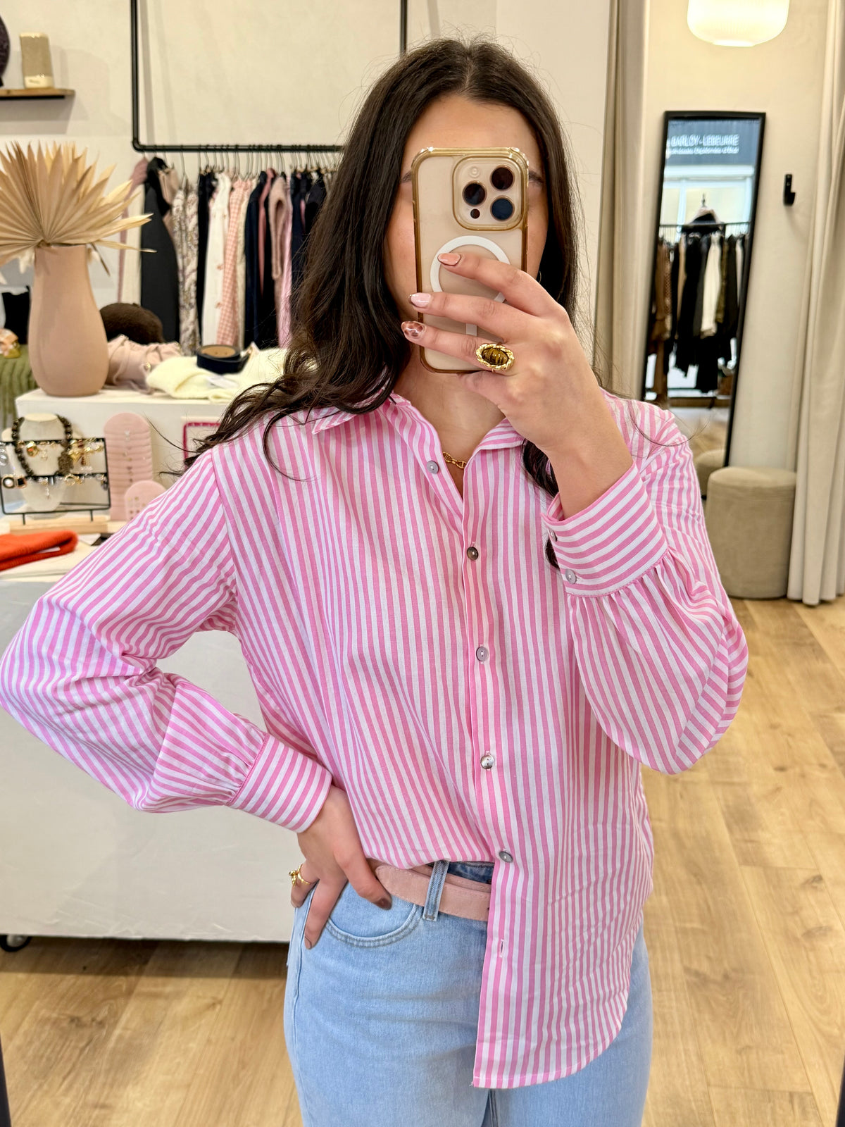 Chemise rayure rose - Ariah