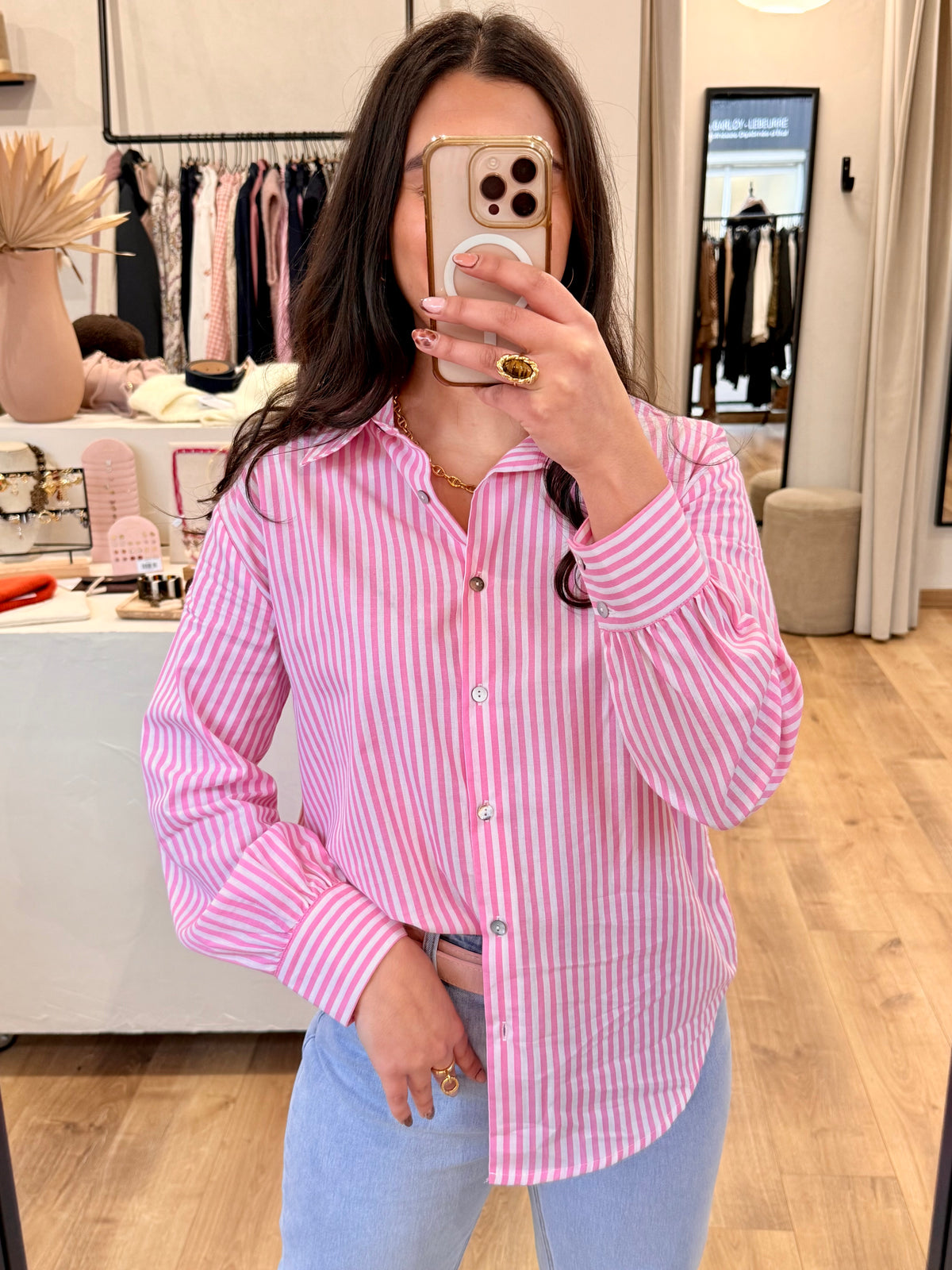 Chemise rayure rose - Ariah