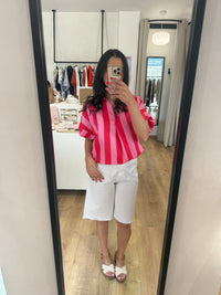 Blouse rouge rose - rayure