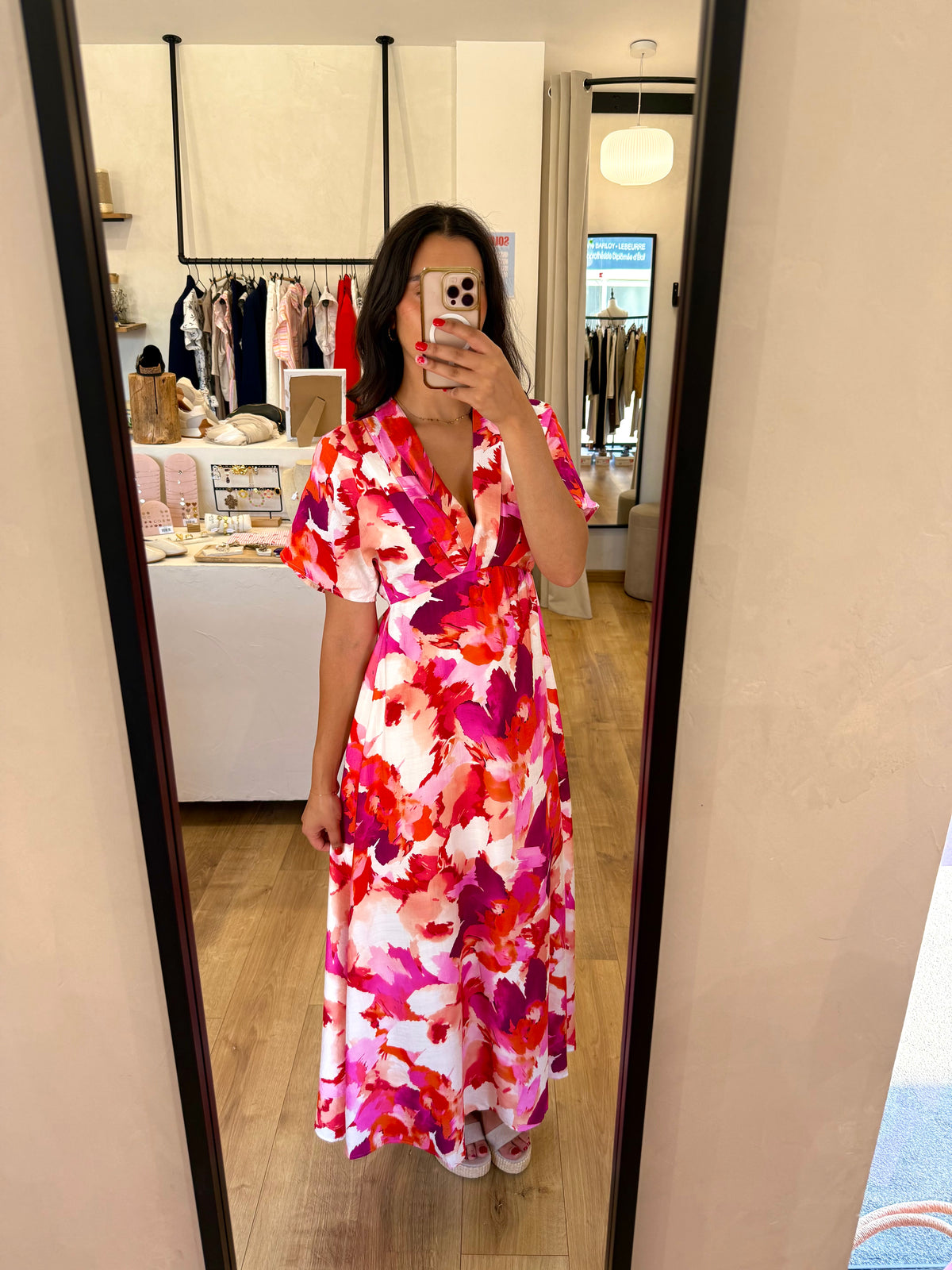 Robe longue rose - isora