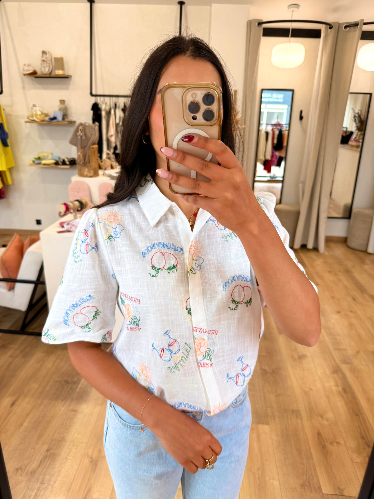 Chemise motifs Blanc - Ana