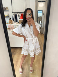 Robe broderie beige - Inos