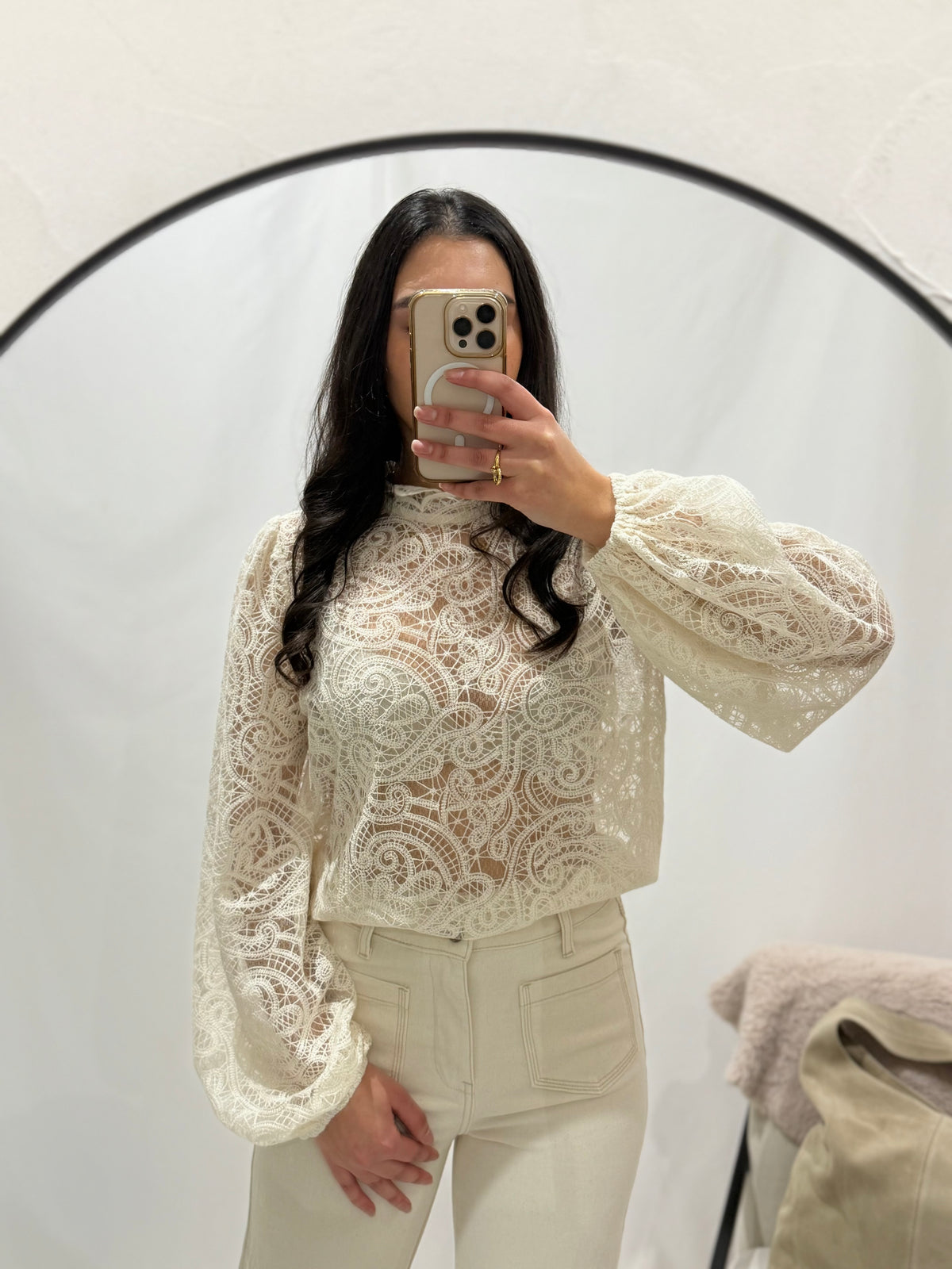 Blouse broderie beige - Paul