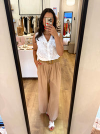Pantalon gaze de coton - Camel