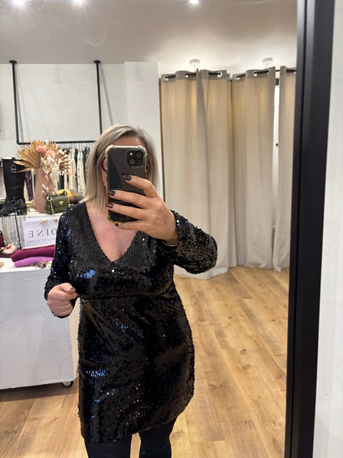 Robe noir sequins - Madie