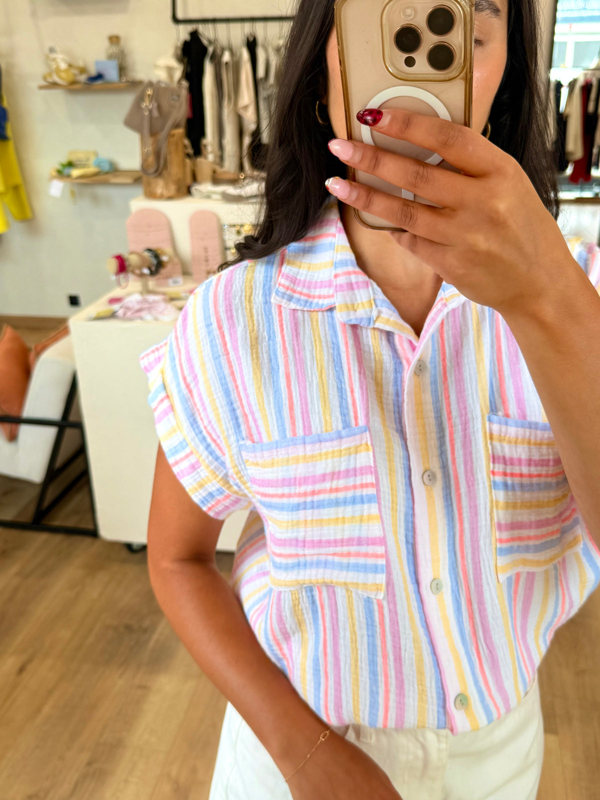 Blouse gaze de bleu - Enzo