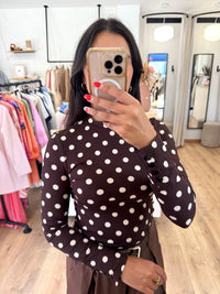 Haut marron - pois