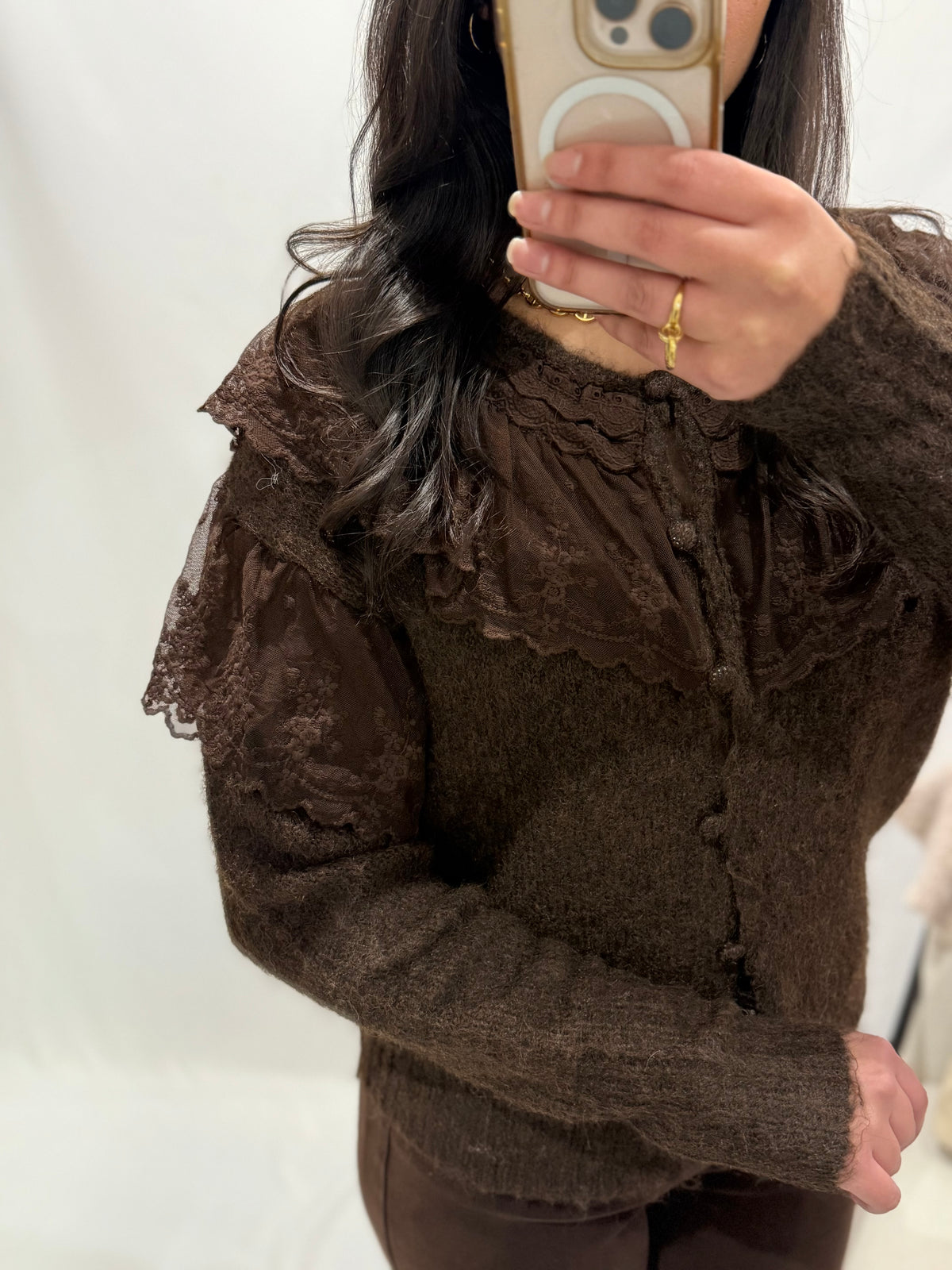 Gilet dentelle choco - Elodie