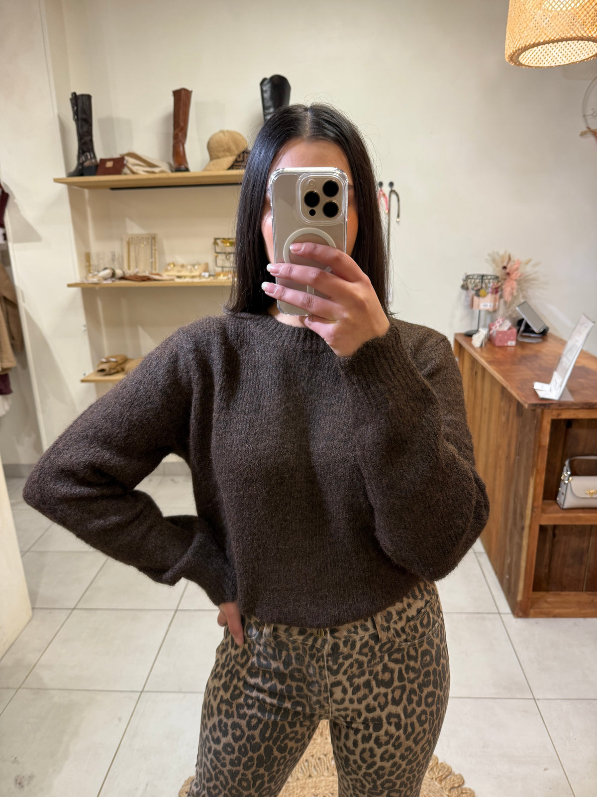 Pull détail boutons Choco - Clem