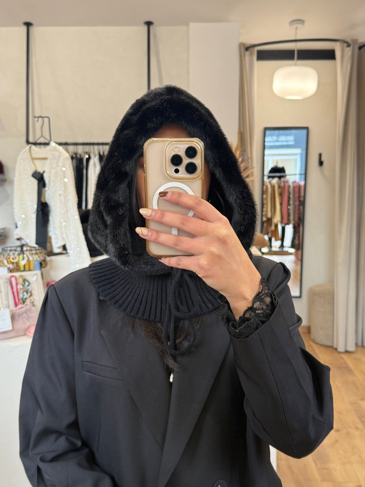 Cagoule fourrure - noir