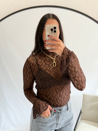 Haut dentelle - chocolat