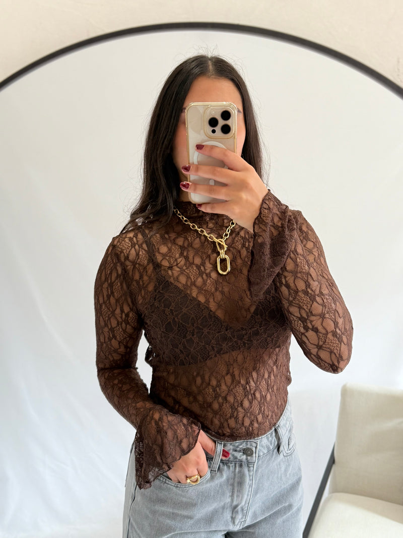 Haut dentelle - chocolat