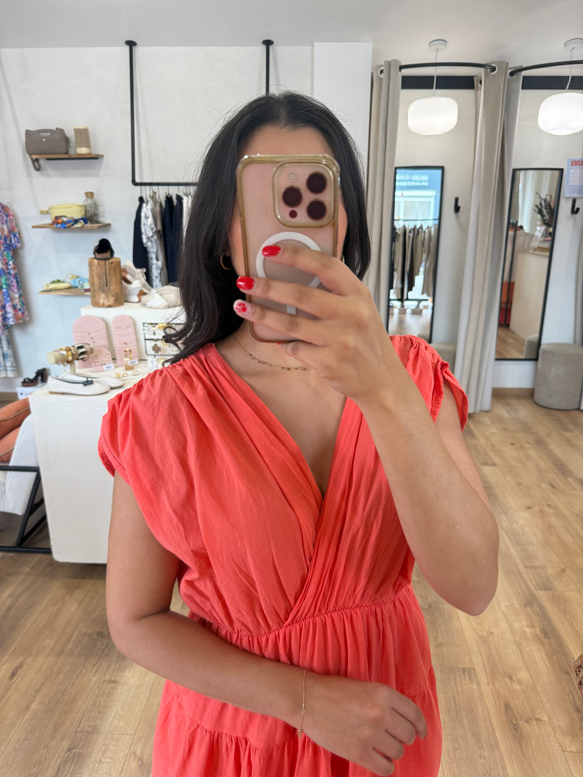 Robe longue corail - monia