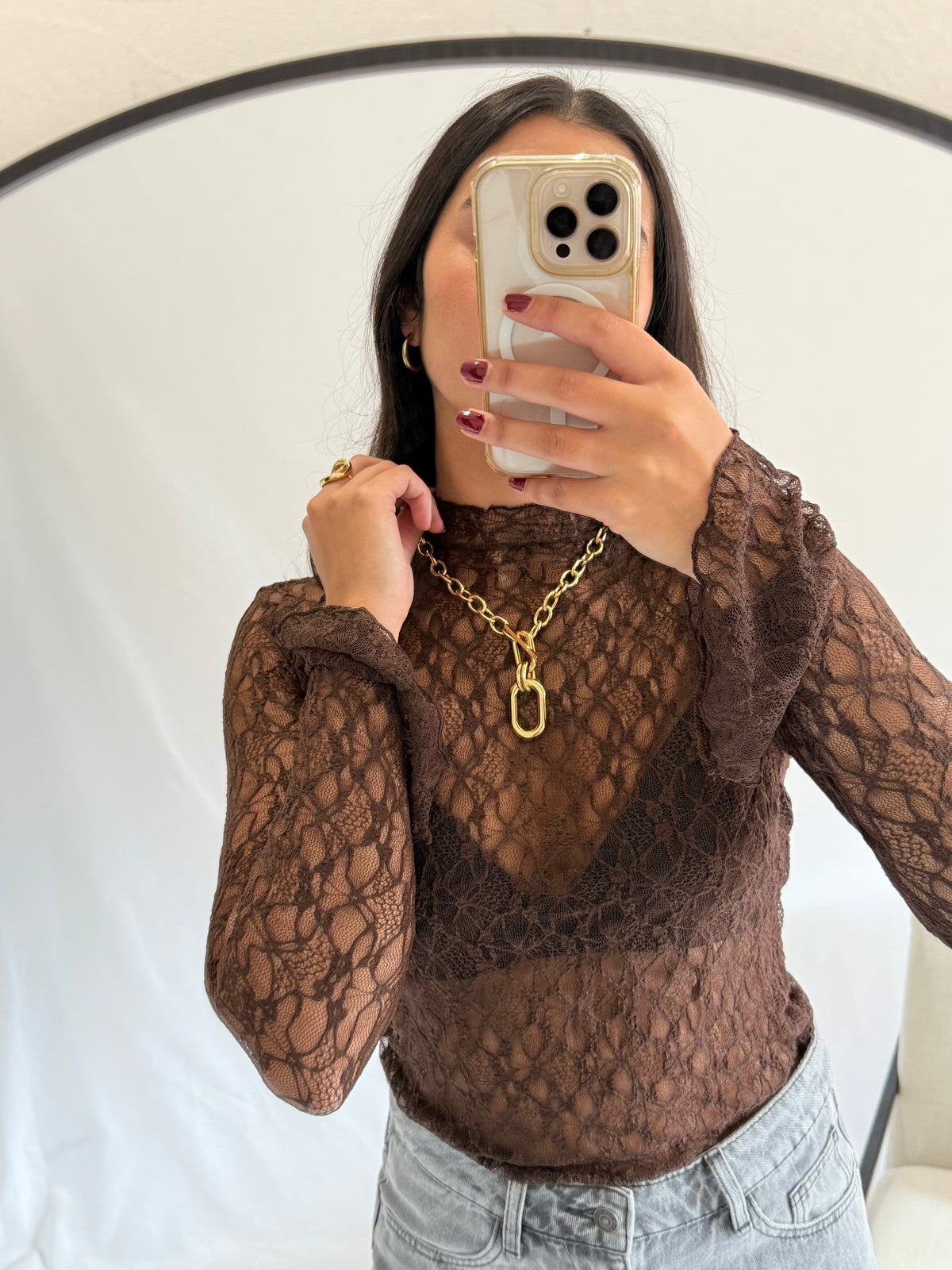 Haut dentelle - chocolat