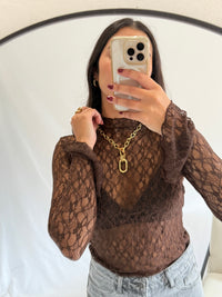 Haut dentelle - chocolat