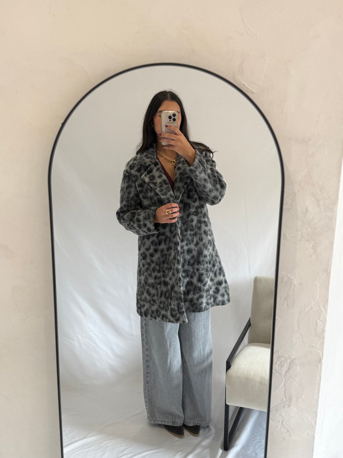 Manteau léopard gris - Émeline