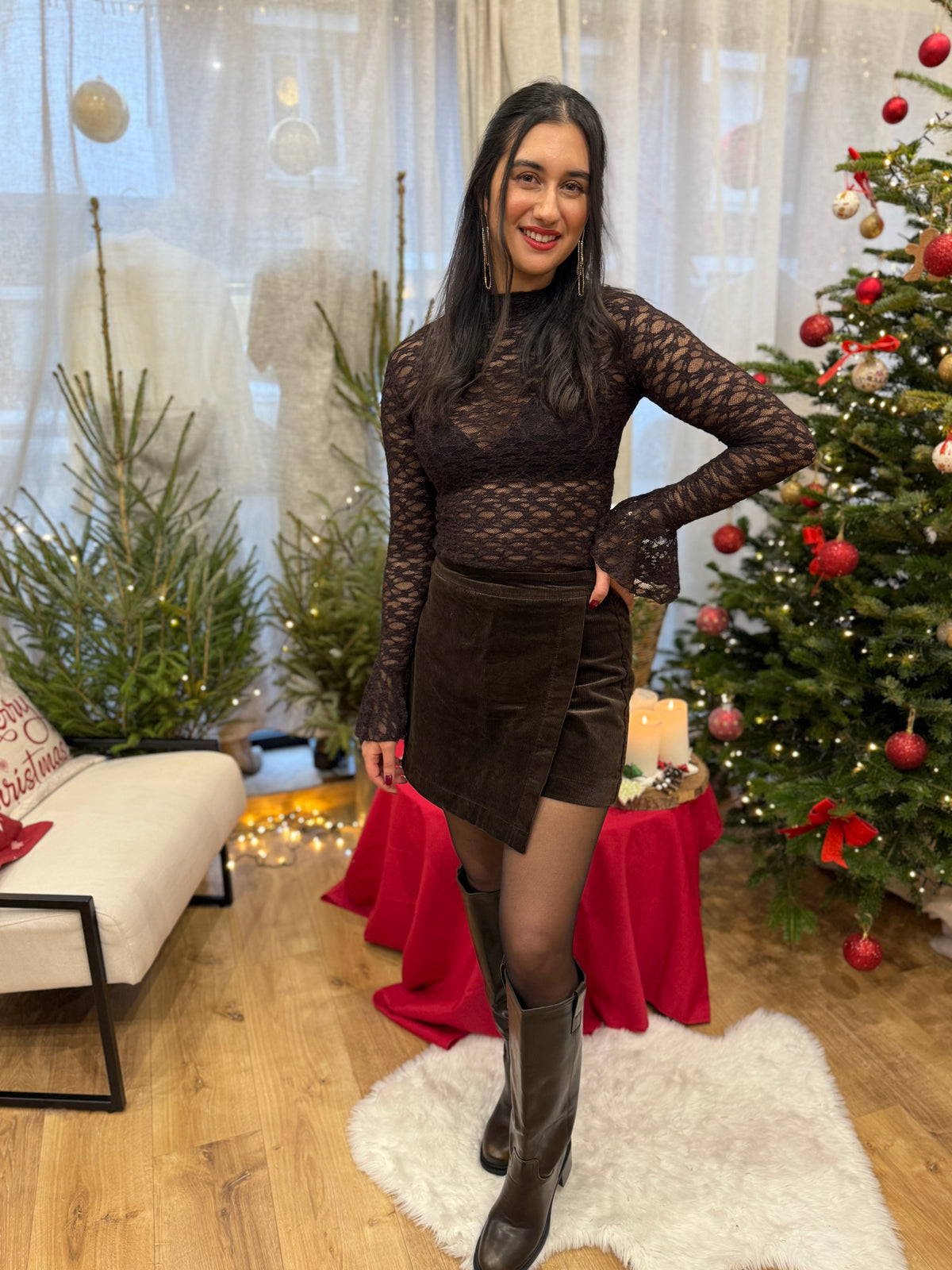 Jupe velours choco - Orelle