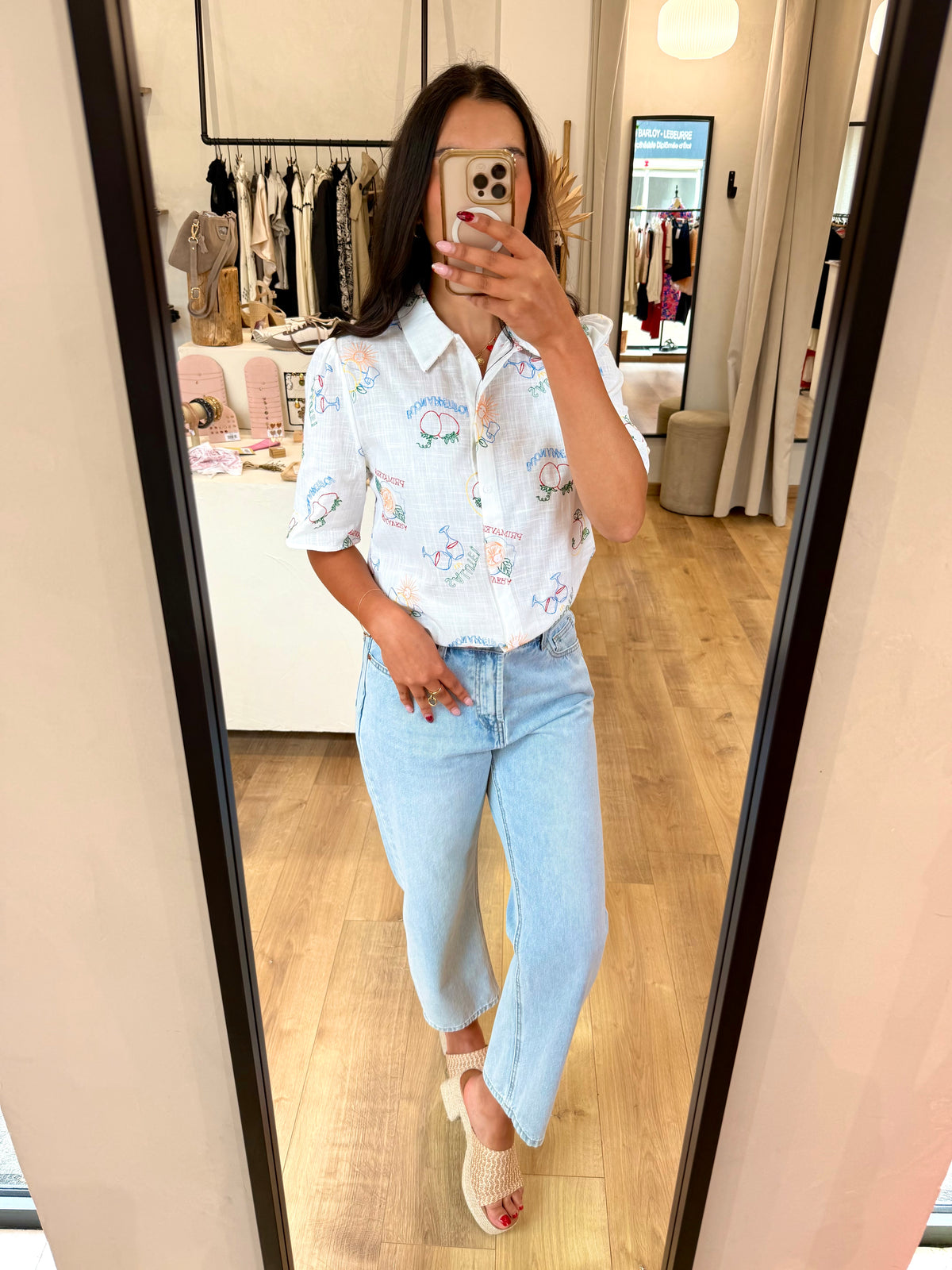 Chemise motifs Blanc - Ana