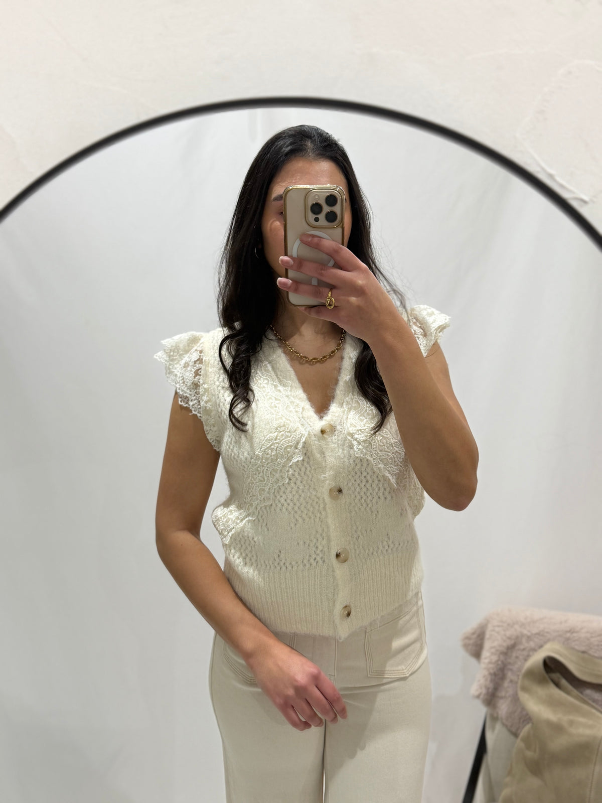 Gilet sans manche beige - Dentela