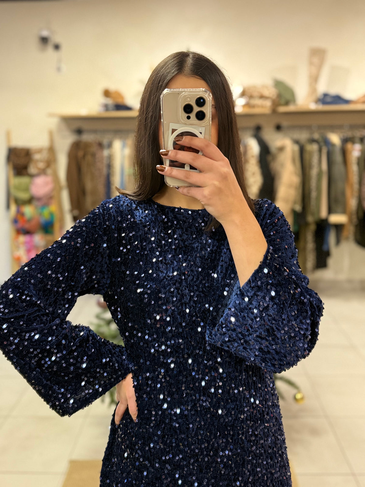 Robe sequins bleu - Iris