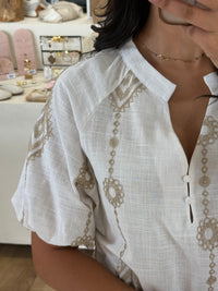 Robe broderie beige - Inos