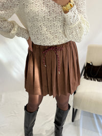 Jupe plissée choco - Suédine