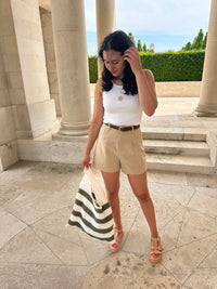 Top blanc broderie court - Soleil