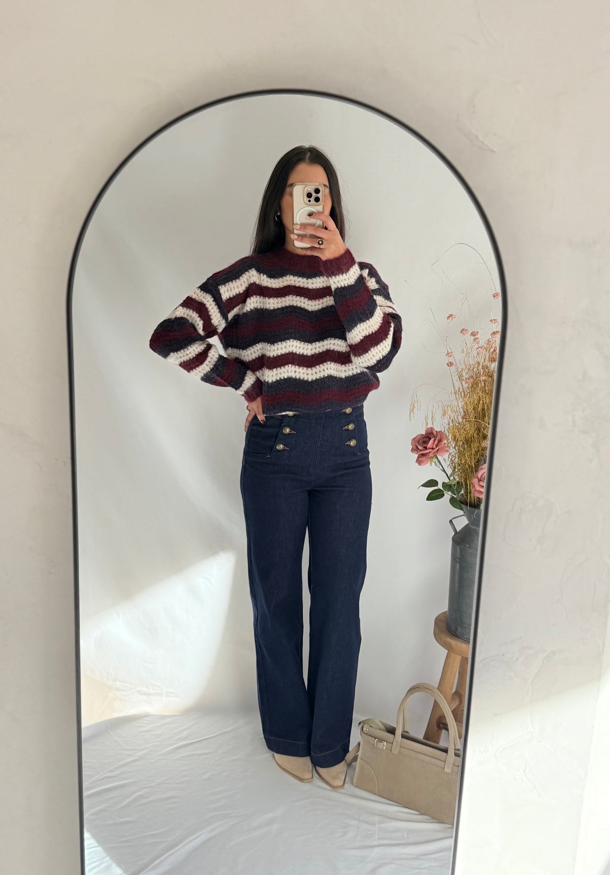 Pull rayure bordeaux - Margot