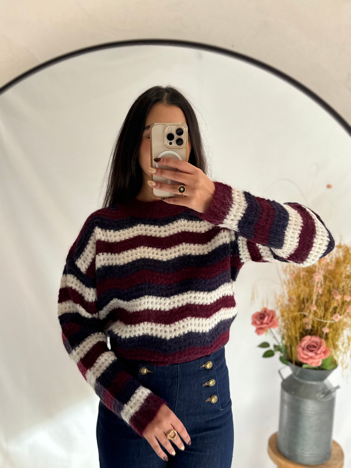 Pull rayure bordeaux - Margot