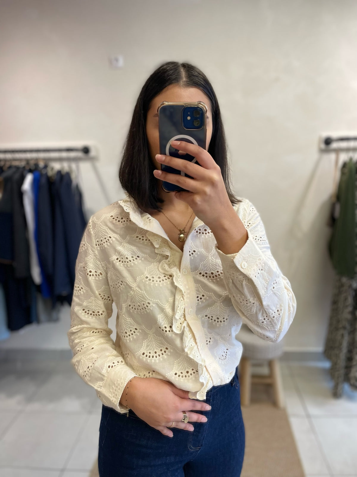 Blouse Broderie Beige - ELSA