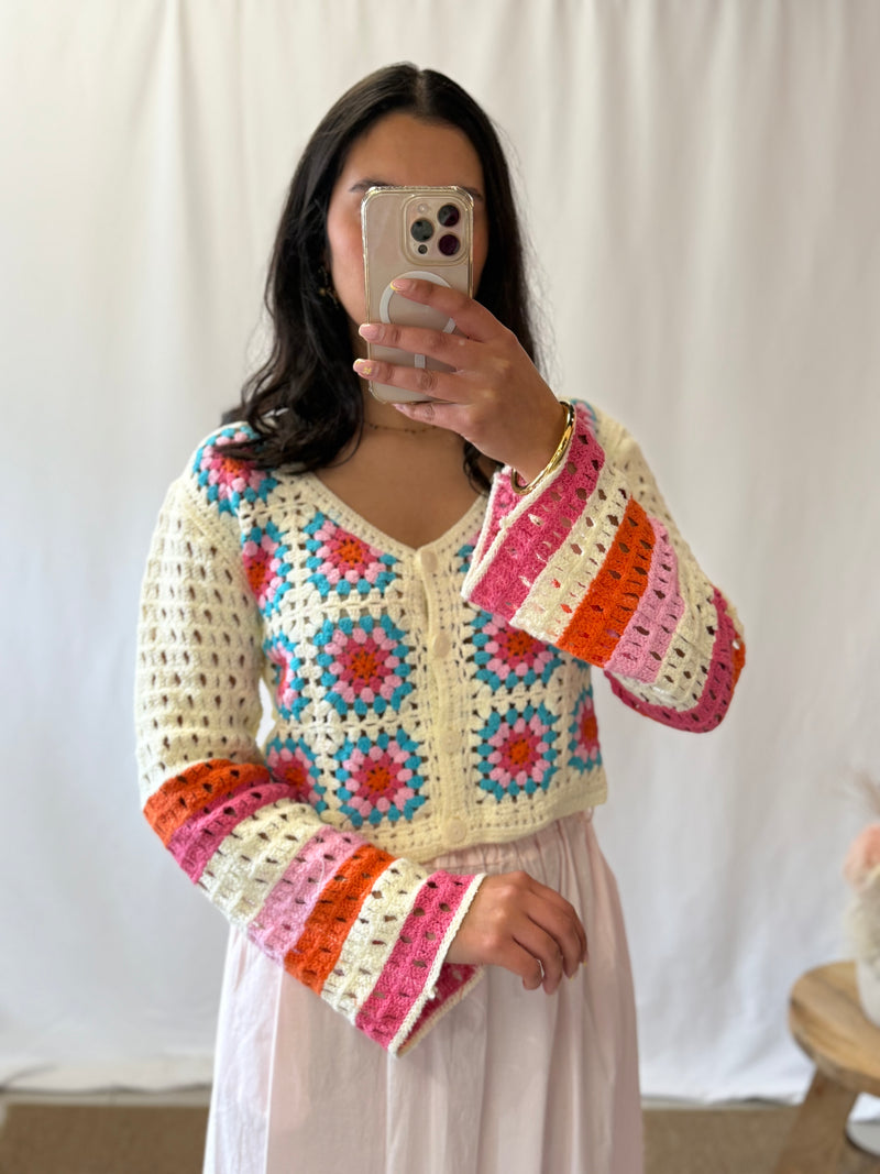 Gilet crochet fushia - Tolas