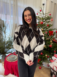 Pull jacquard taupe - Monia