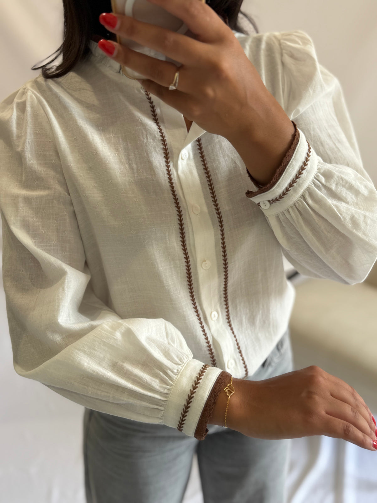 Blouse col rond - Brown