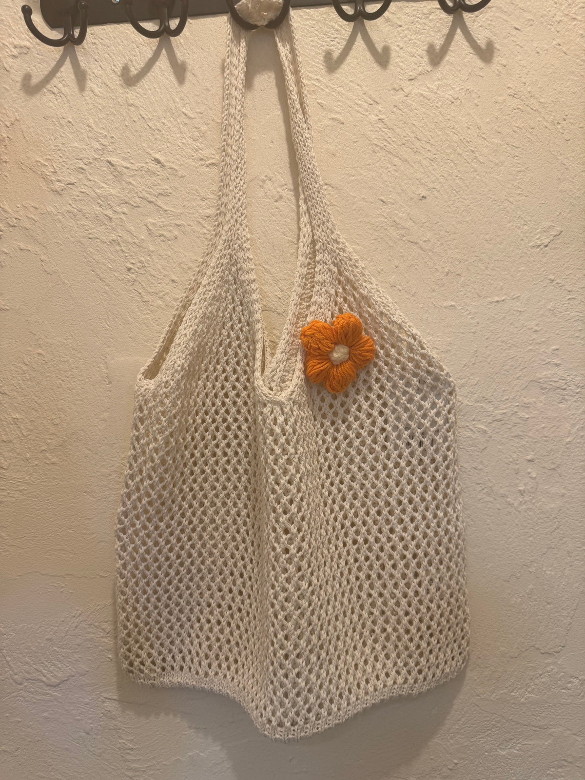 Sac crochet beige - Fleur