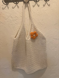 Sac crochet beige - Fleur