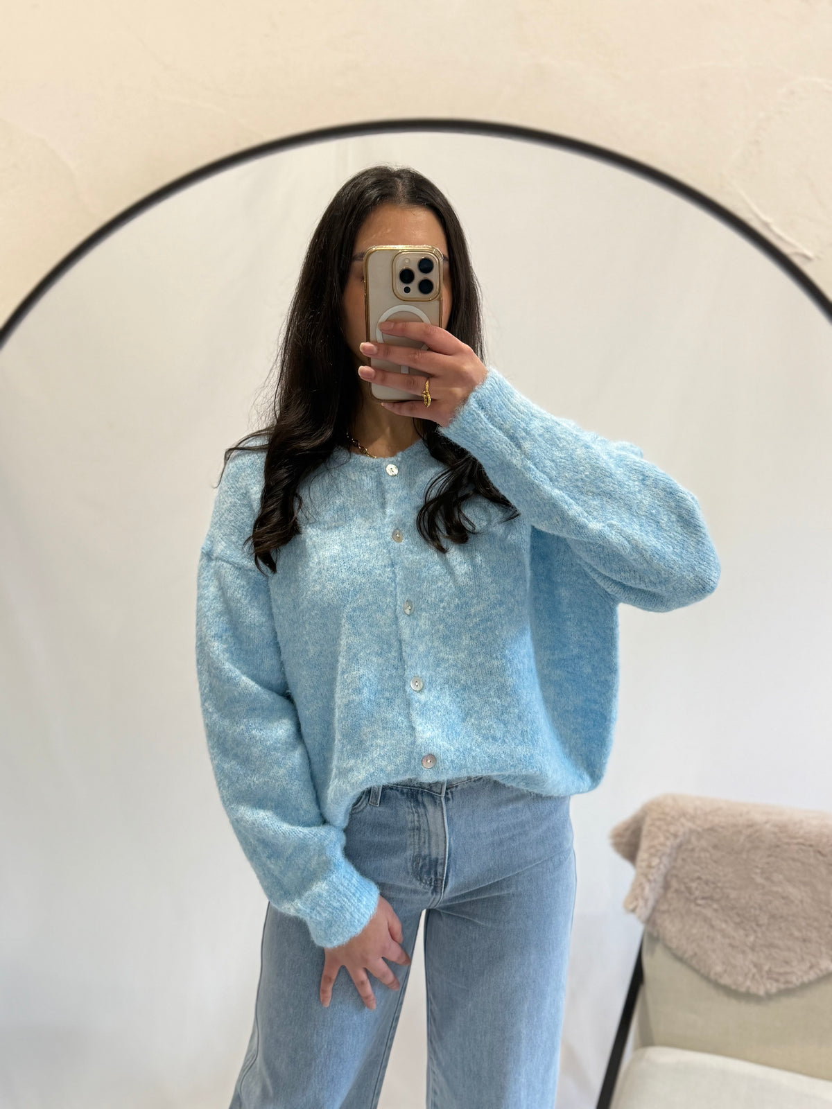 Gilet bleu ciel  - Aude