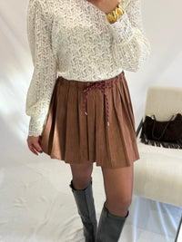 Jupe plissée choco - Suédine