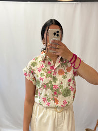 Blouse motifs vert - Elisa