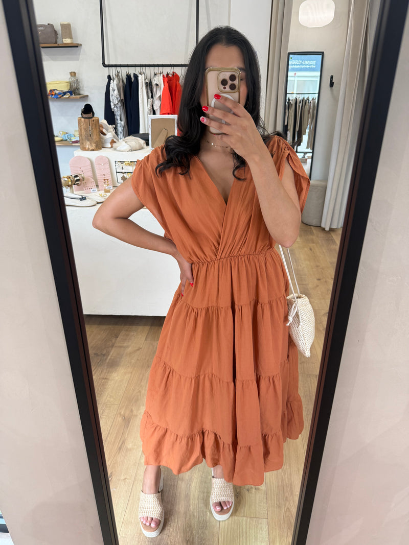 Robe longue brique - monia